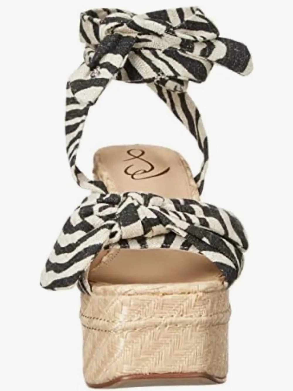 Sam Edelman Zebra-Print Woven Platform Sandal - Black & White Size 8.5